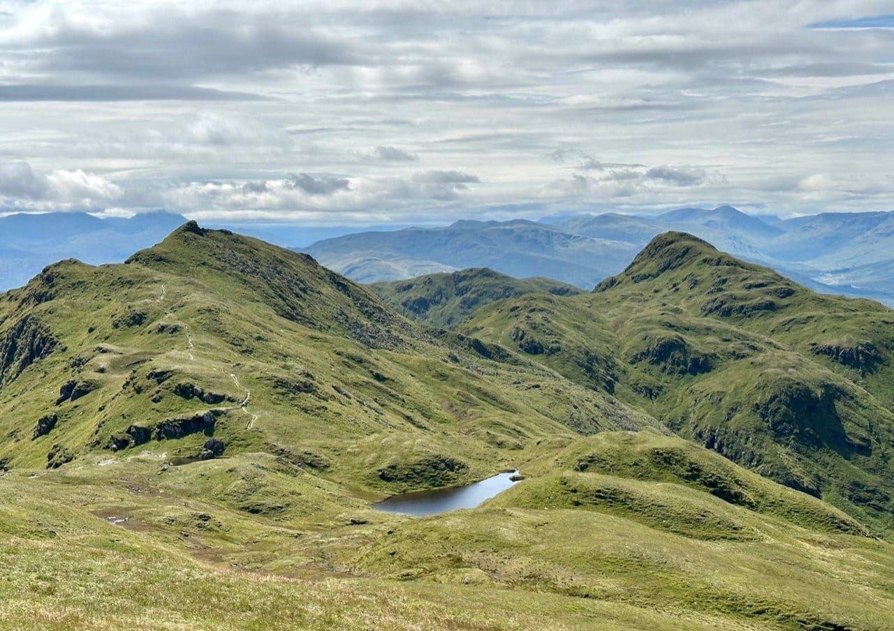 Looking along the Tarmachan Ridge from the Munro summit of Meall nan Tarmachan