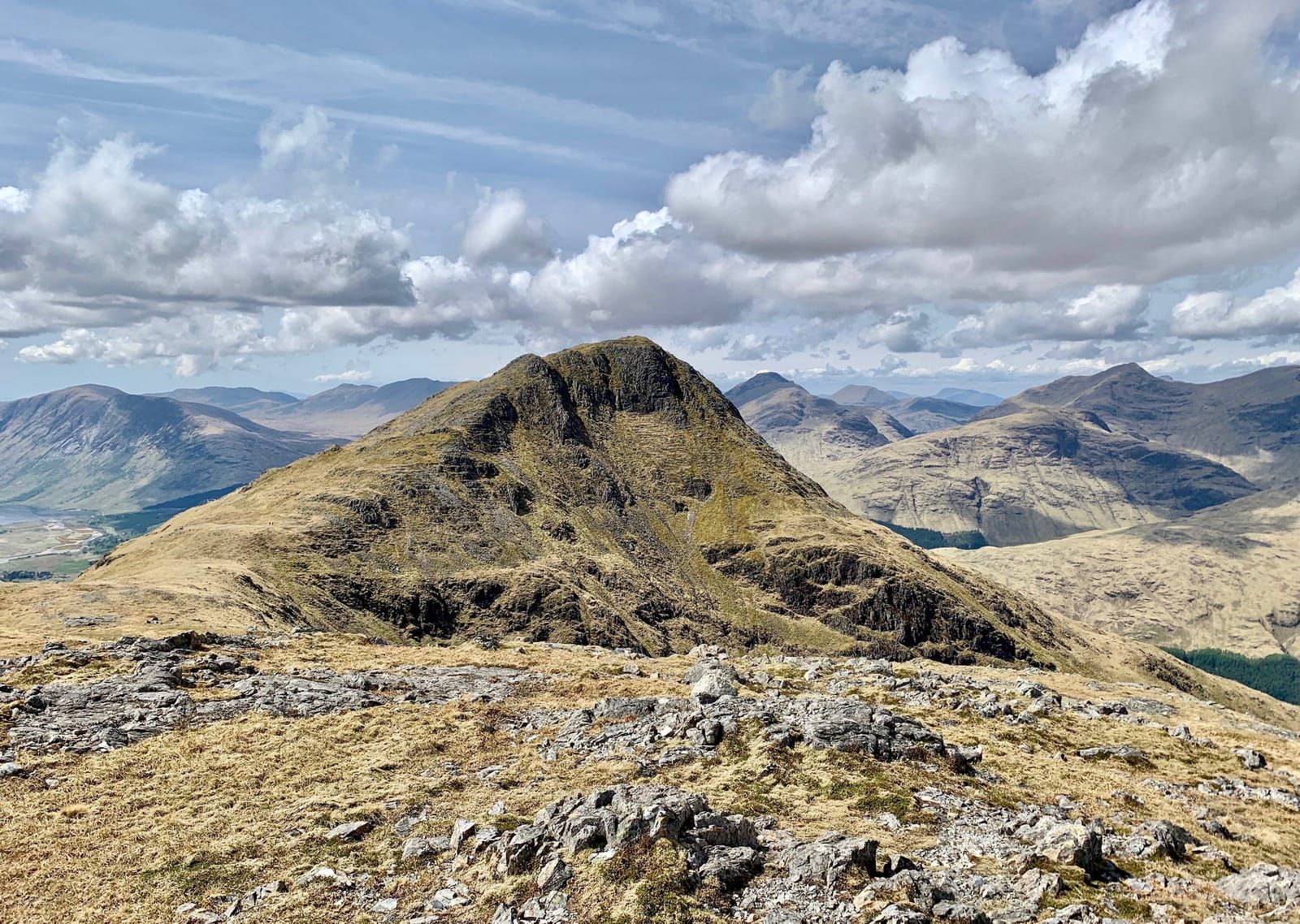 View from the Tarmachan Ridge towards distant hills